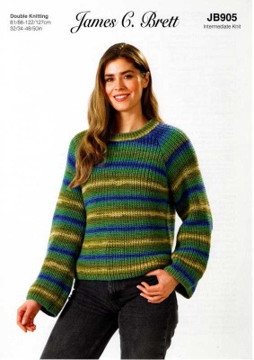 Knitting Pattern - James C Brett JB905 - Aurora DK - Ladies' Sweater